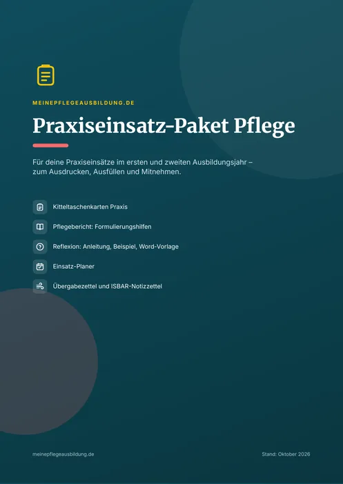 Deckblatt des Praxiseinsatz-Pakets Pflege